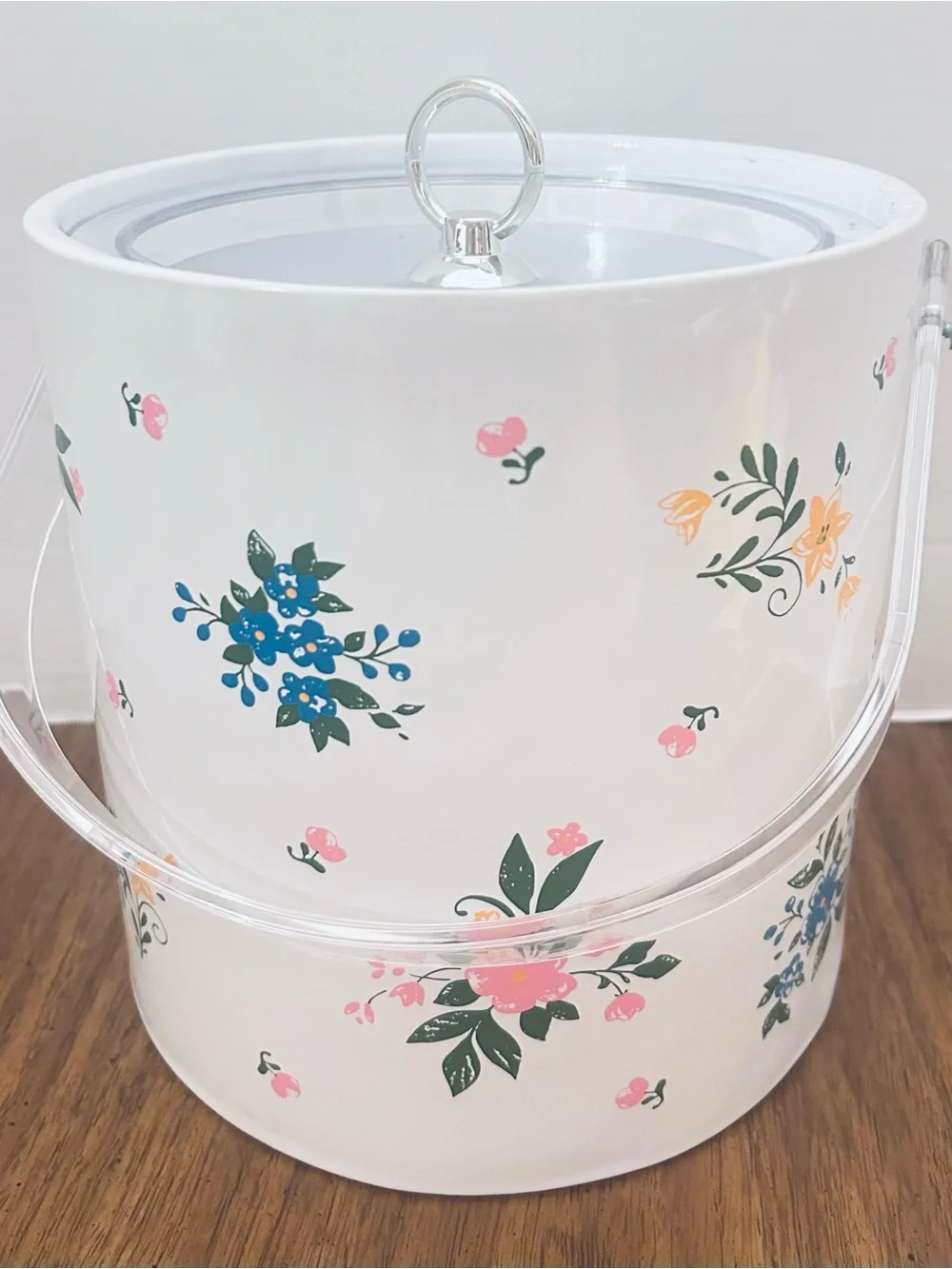 Vintage Coquette Girl Floral Cottagecore Ice Bucket with Clear Lid and Handle